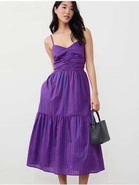 Banana Republic Blue and Pink Striped Midi Dress